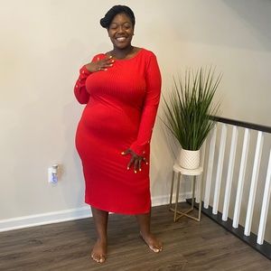 Pretty Little Thing Red Ribbed Dress